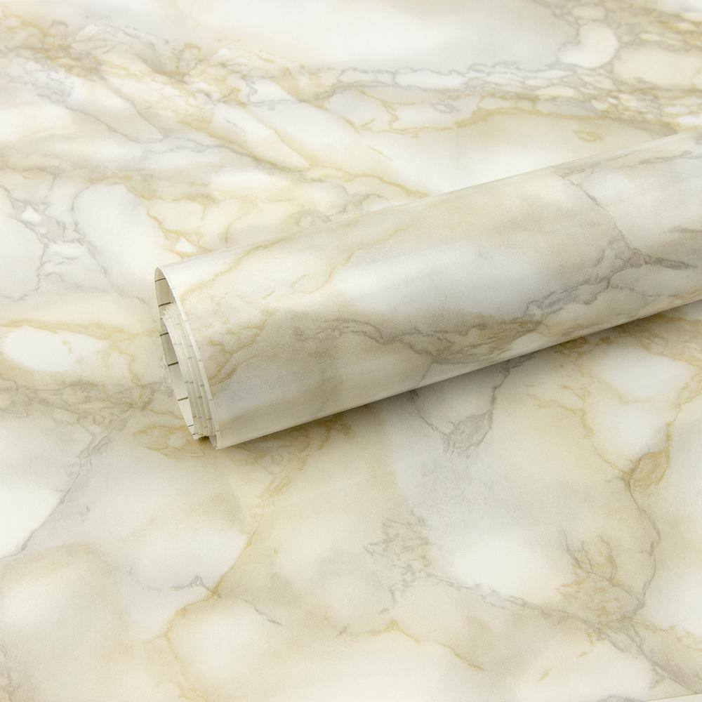 Fablon 590 in. x 17.71 in. Carrara Light Beige Adhesive Film