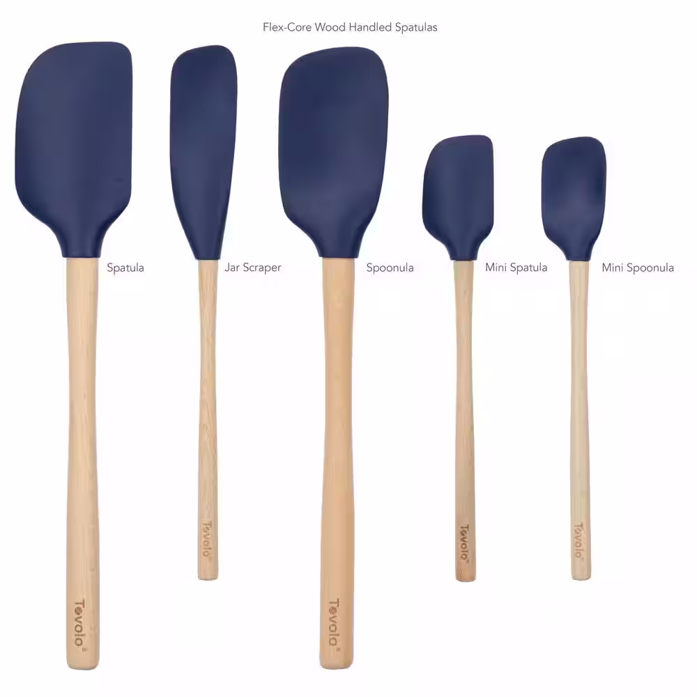 Spectrum Flex-Core Deep Indigo Wood Handled Spatula for Meal Prep (Set of 5)