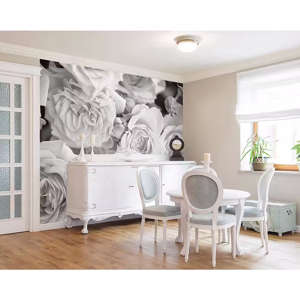 Brewster Grey Petals Wall Mural