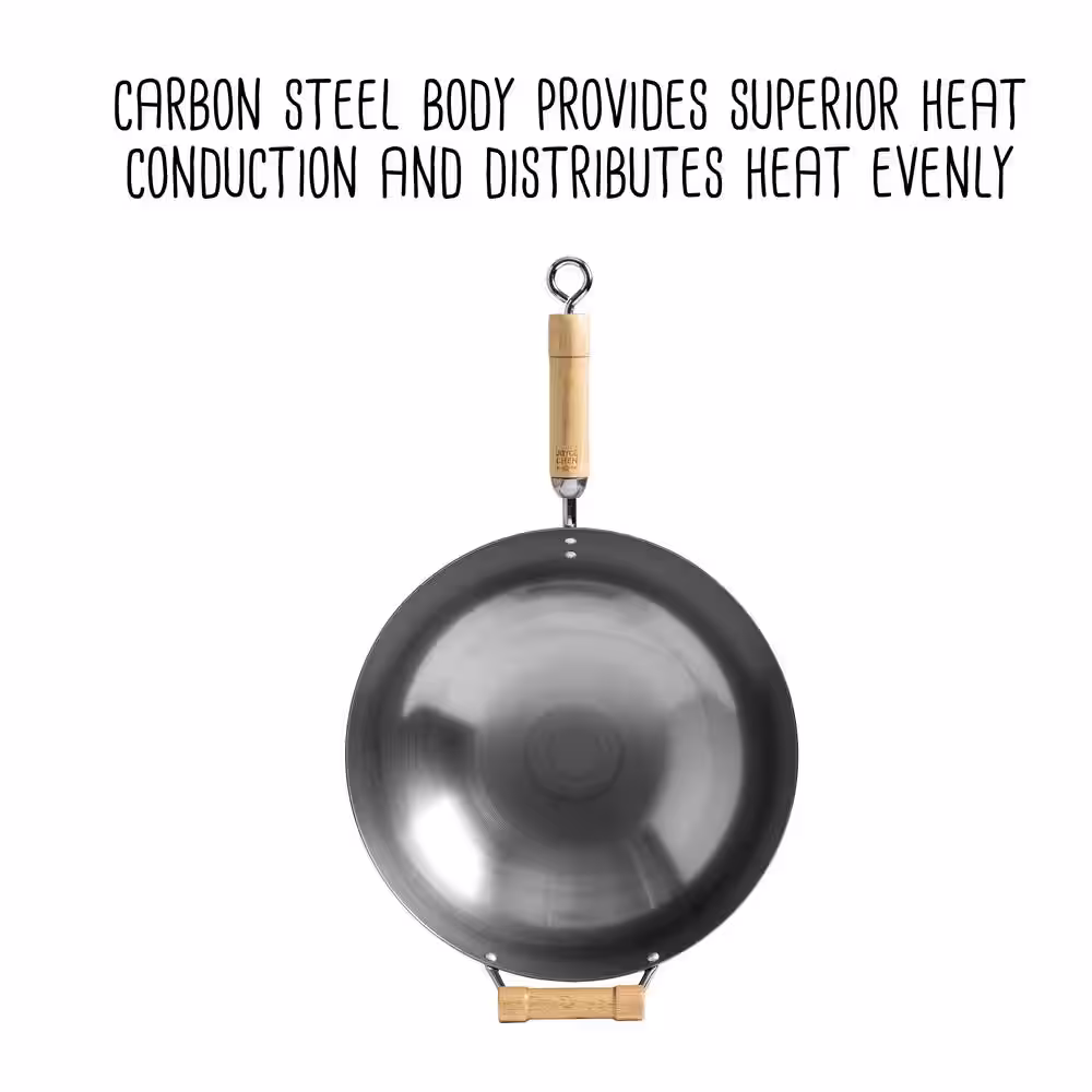 Joyce Chen Joyce Chen 14 in. Silver Carbon Steel Non-Stick Round Bottom Wok