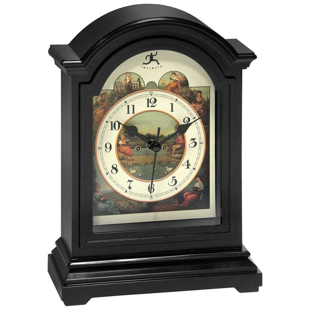 Infinity Instruments Black Plastic Tabletop Grandfather-Style Clock