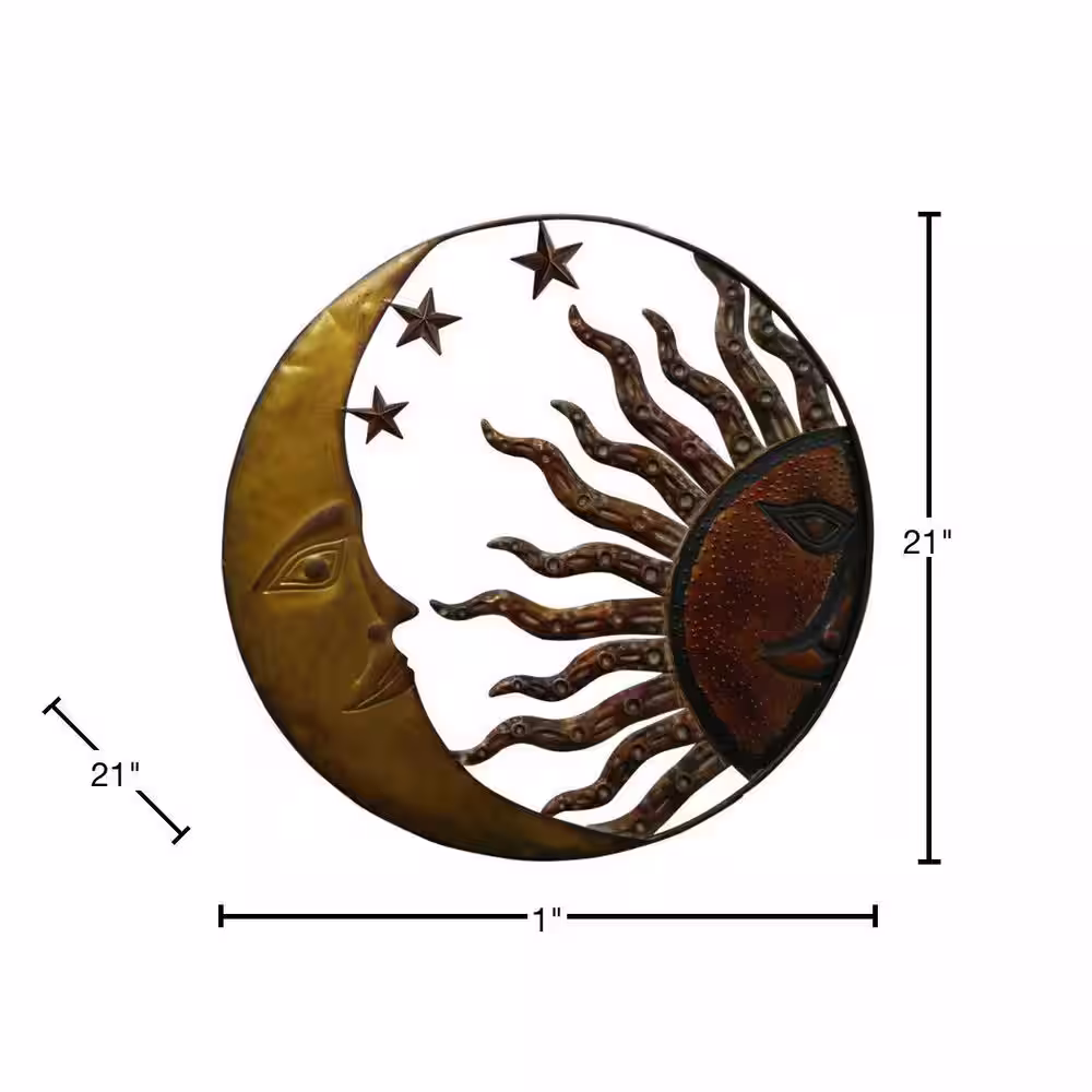 Benzara Celestial Metal Sun Moon Wall Decor