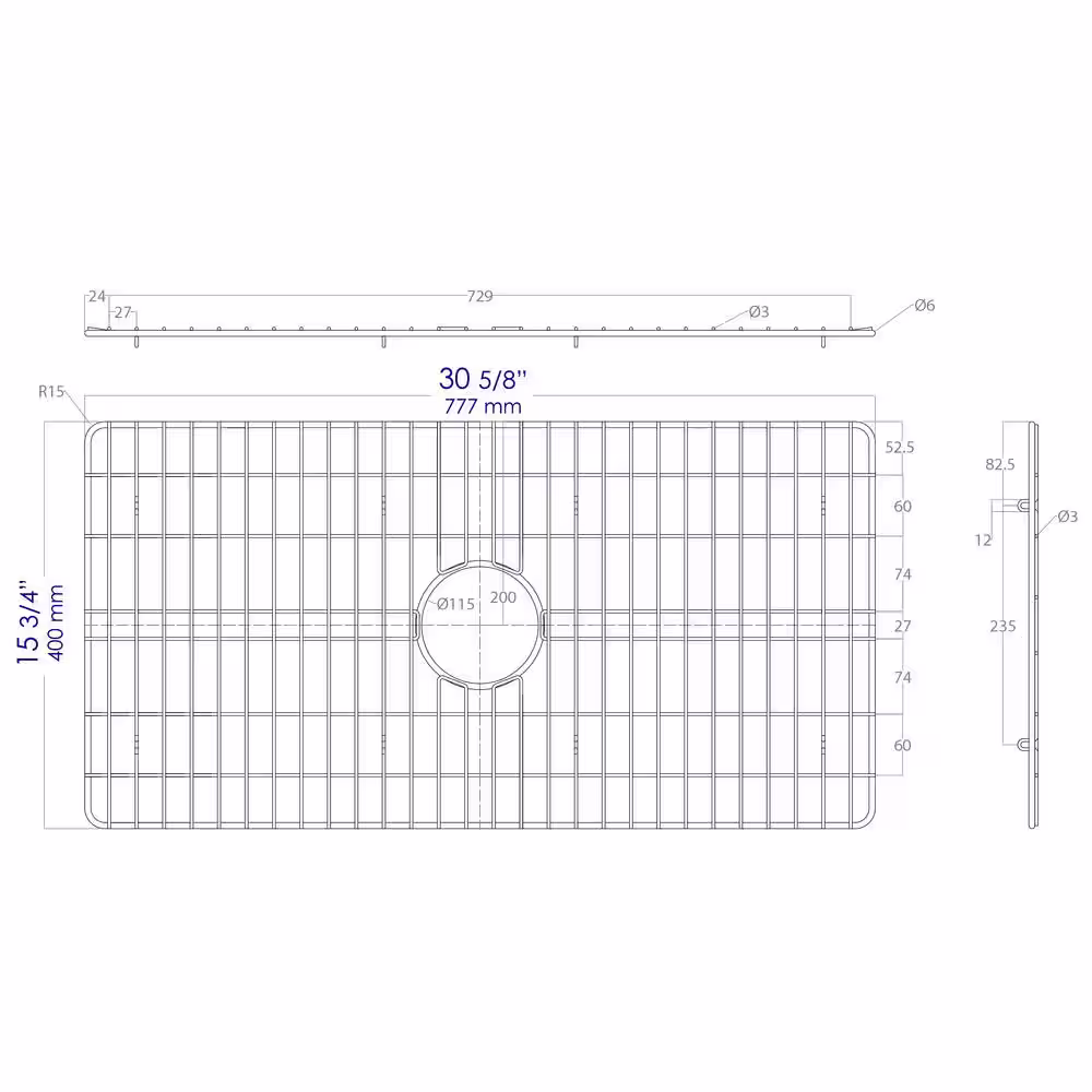ALFI BRAND ABGR33S 30.88 in. Grid Kitchen Sink ABF3318S in Brushed Stainless Steel