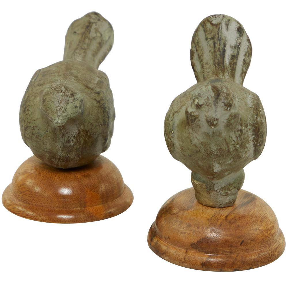 Litton Lane Green Paper Mache Bird Sculpture (Set of 2)