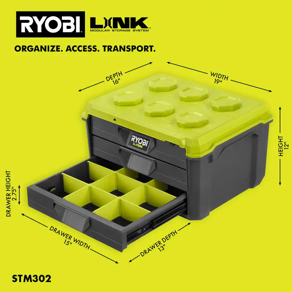RYOBI LINK 3-Drawer Tool Box with 3-Drawer Divider
