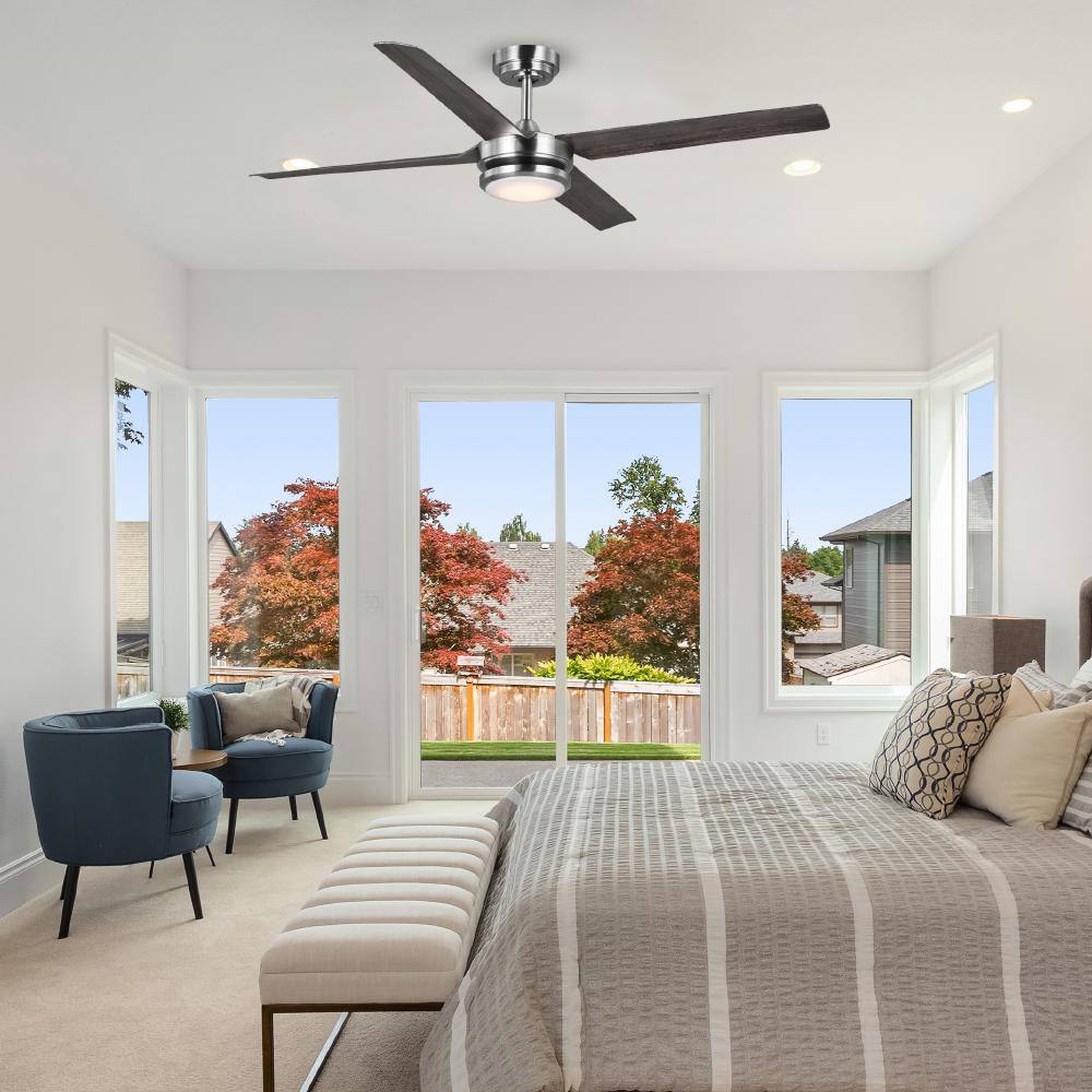 Altitude Laritza 56 in. LED Indoor/Outdoor Brushed Nickel Ceiling Fan with Remote Control with White Color Changing Light Kit