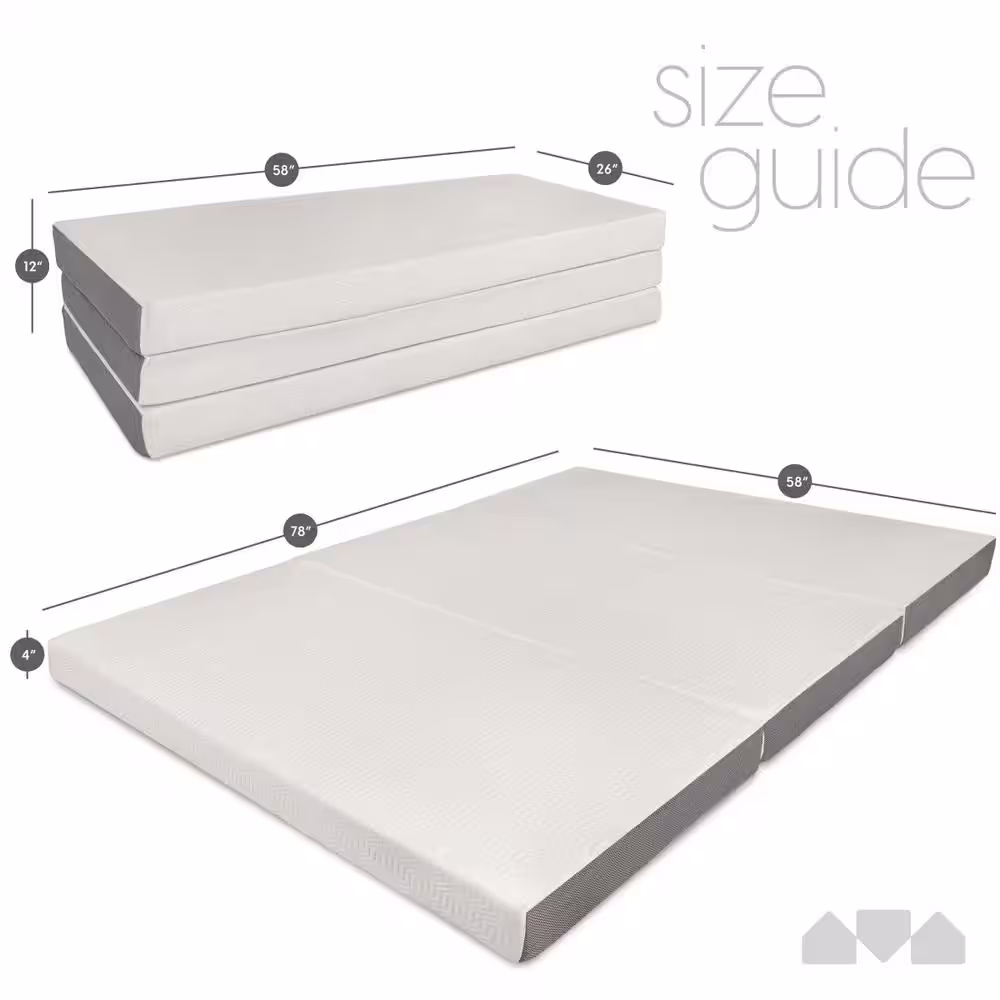 None Tri Fold 4 in. Queen Foam Firm Folding Mattress