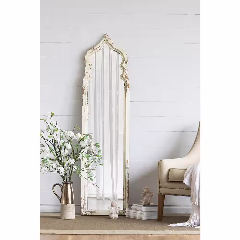 A & B Home 73.2 in. H x 18.9 in. W Glam Rustic Rectangular Antique Floor Mirror