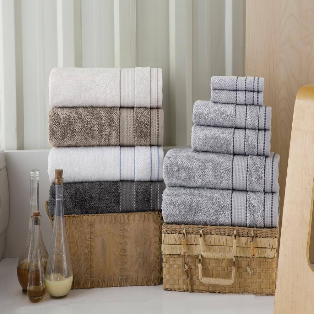 Enchante Home Monroe 8-Pieces SilverTurkish Cotton Hand Towels