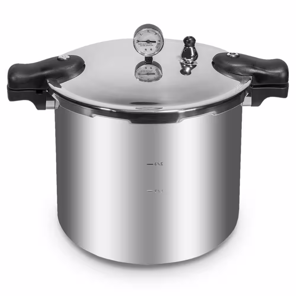 Barton Premium Series 22 qt. Silver Aluminum Dishwasher Safe Induction Compatible Stovetop Pressure Cookers with Built-in Gauge