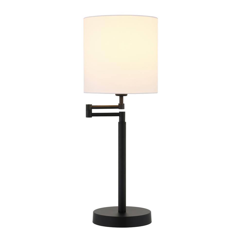 Meyer&Cross Moby 25-/12 in. Blackened Bronze Swing Arm Table Lamp with Drum Shade