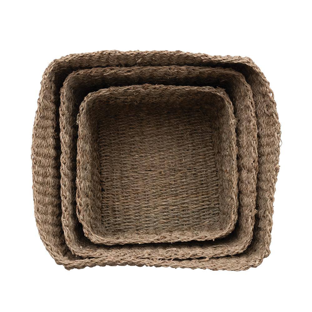 Storied Home Handwoven Seagrass Baskets (Set of 3)