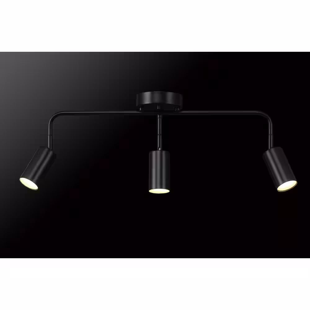 Globe Electric 1500 Lumens 3-Light Matte Black Integrated LED Fixed Track Lighting Kit