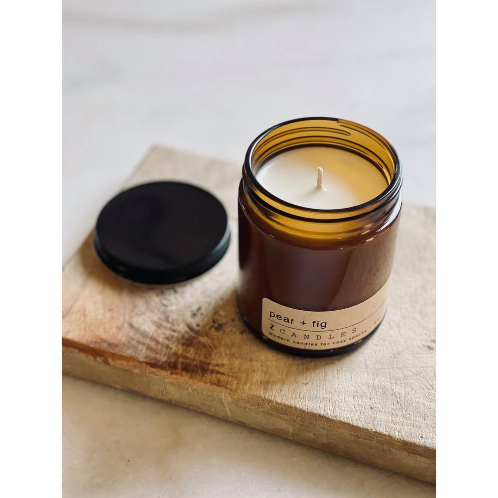 Z CANDLES Pear Plus Fig, Amber Jar Candle 8 oz.