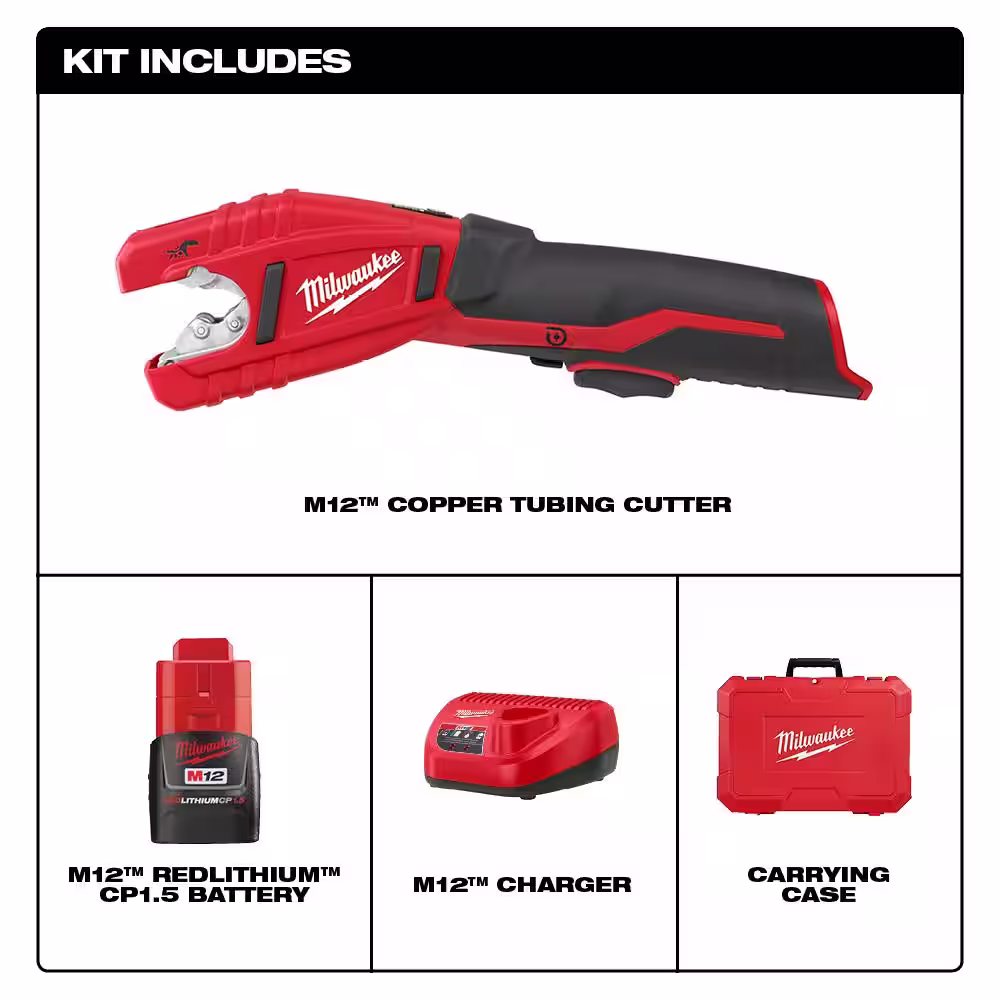Milwaukee M12 12V Lithium-Ion Cordless Copper Tubing Cutter Kit W/ 1000 Lumens M12 Flood Light