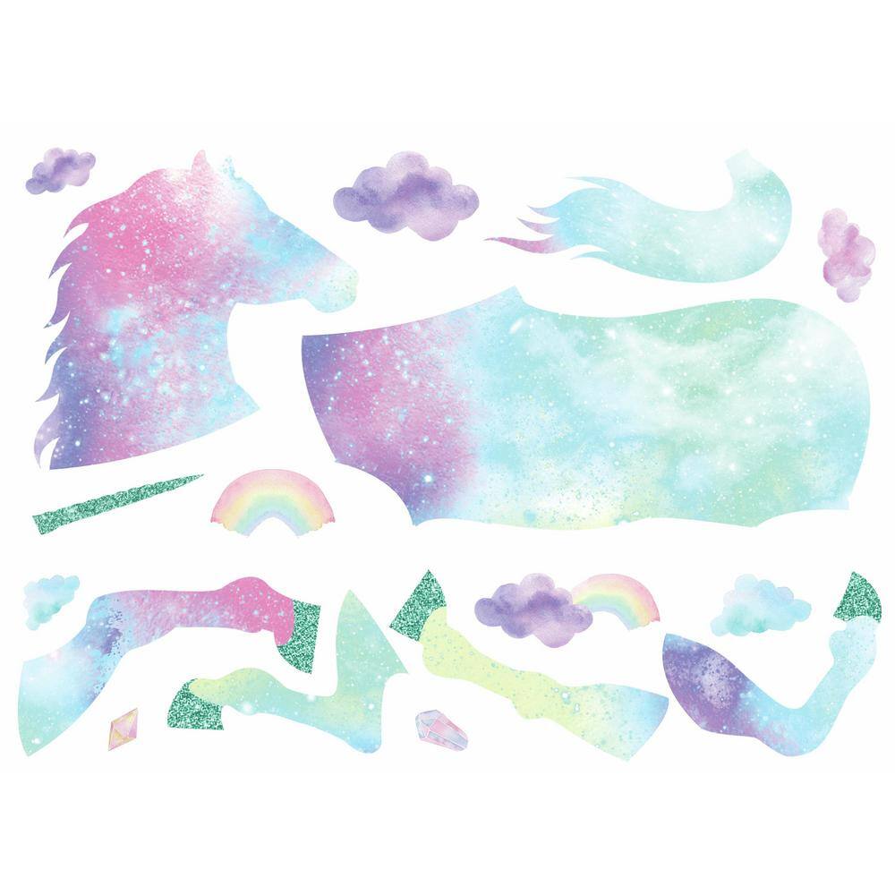 RoomMates Galaxy Unicorn Peel And Stick Giant Wall Decal With Glitter