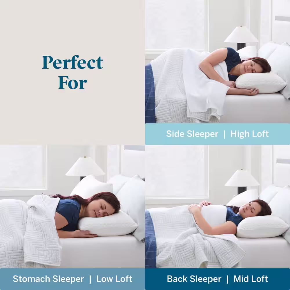 Lucid Comfort Collection Fiber and Shredded Foam Pillow with Zippered Inner Cover