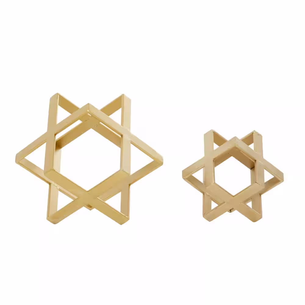 Litton Lane Gold Metal Geometric Sculpture (Set of 2)