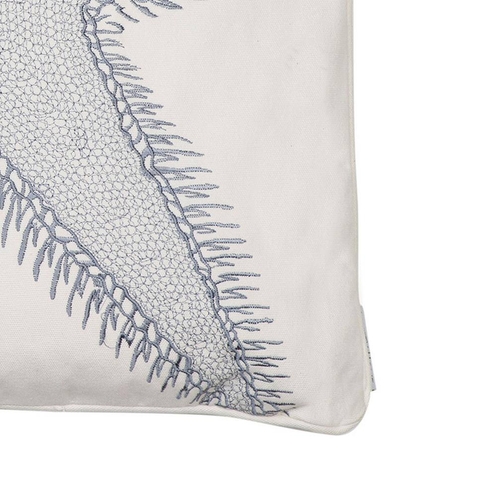 None St Bart Blue, White Embroidered Starfish 20 in. x 20 in. Throw Pillow