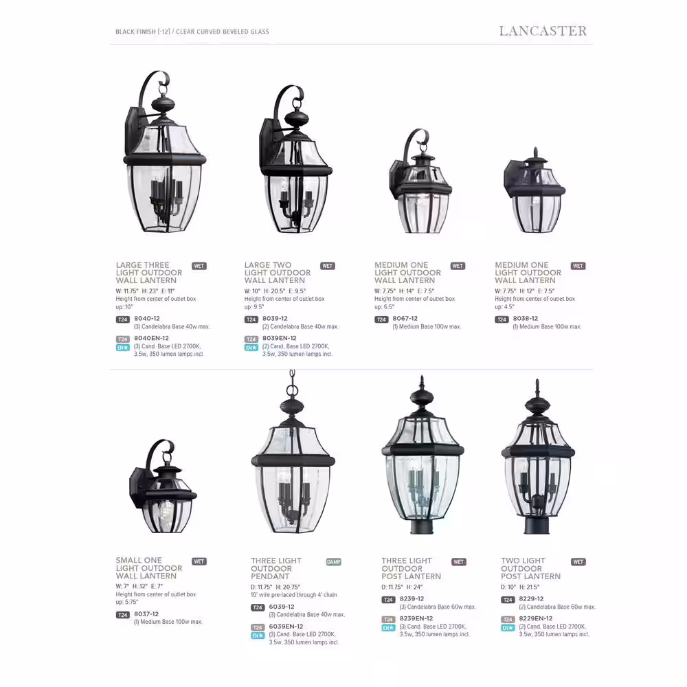 Generation Lighting Lancaster 2-Light Traditional Outdoor Black Post Top