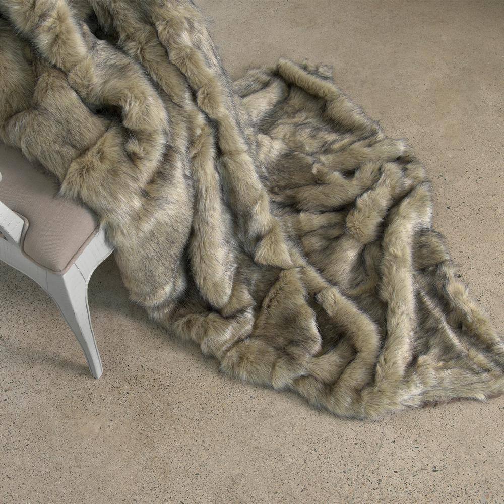 Best Home Fashion Tawny Fox Faux Fur Throw 58 in. x 84 In.