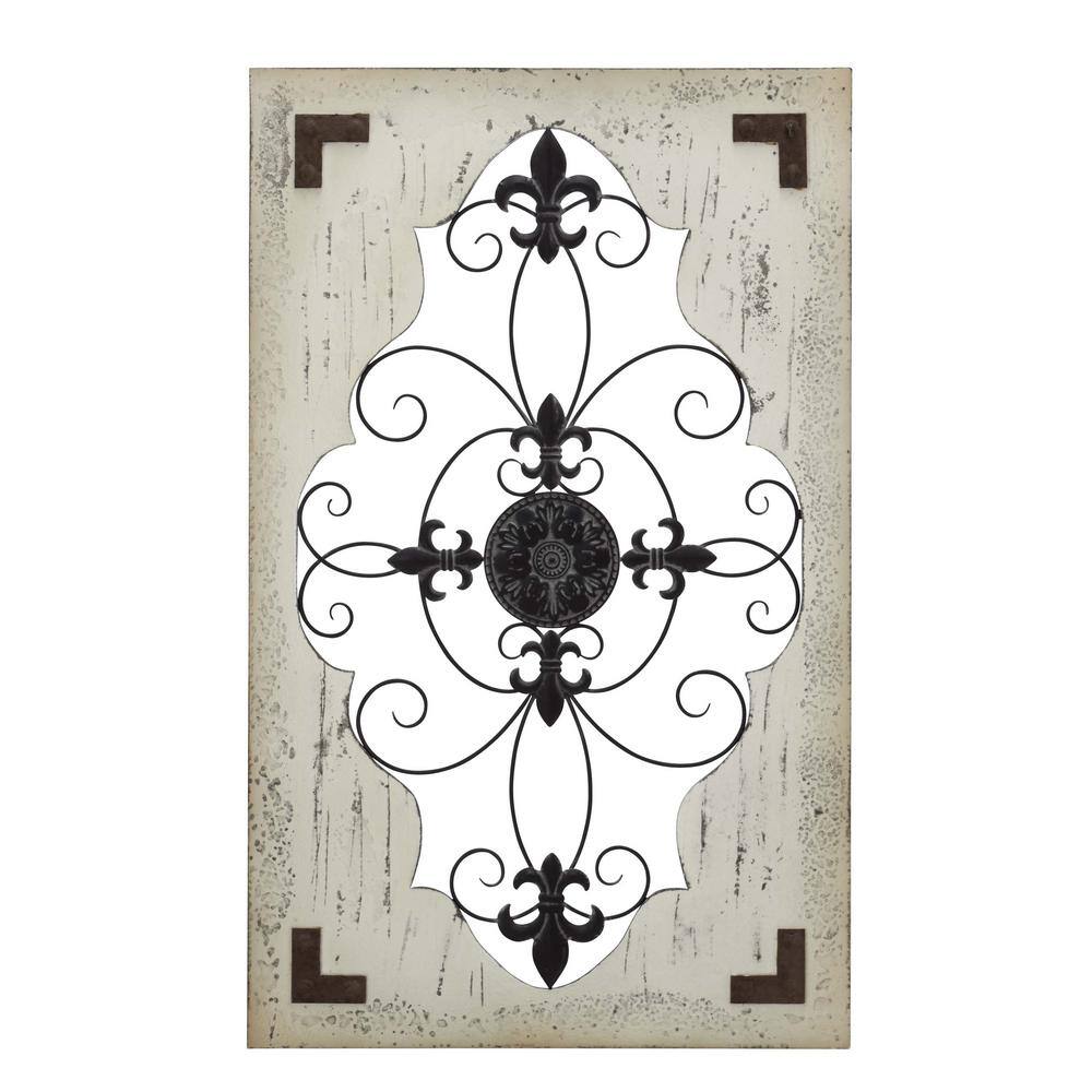 Litton Lane Wood Cream Scroll Wall Decor