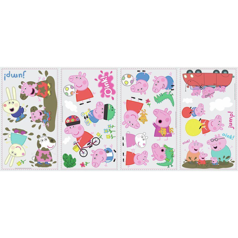 RoomMates 5 in. W x 11.5 in. H Peppa the Pig 28-Piece Peel and Stick Wall Decal