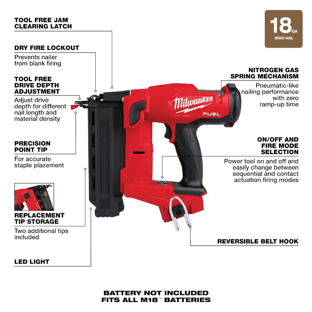 Milwaukee M18 FUEL 18-Volt Lithium-Ion Brushless Gen II 18-Gauge Cordless Brad Nailer/Jig SawithRouter Combo Kit (3-Tool)