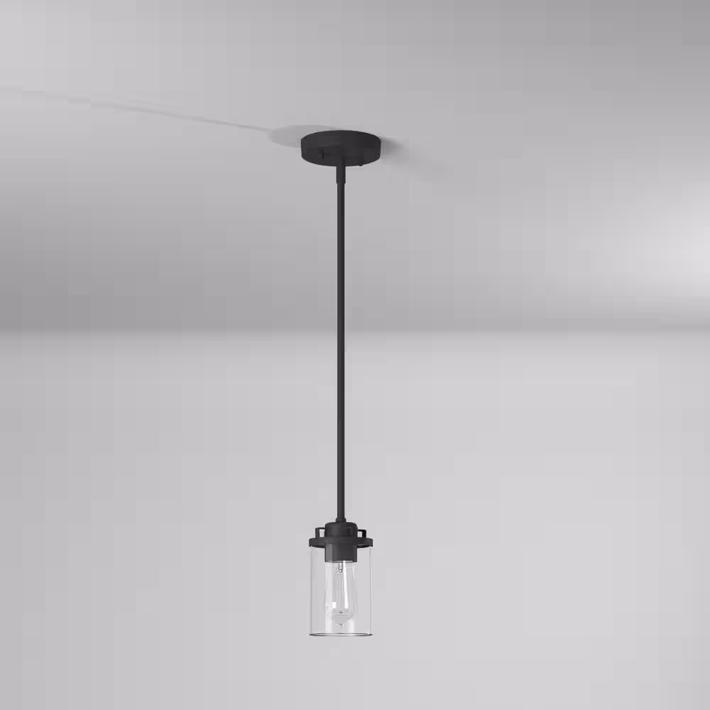 Designers Fountain Jedrek 60-Watt 1-Light Black Mini-Pendant with Clear Glass Shade