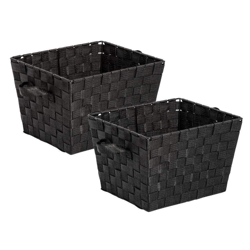 Honey-Can-Do 12 in. D x 10 in. W x 8 in. H Black Polypropylene Woven Bins (Set of 2)