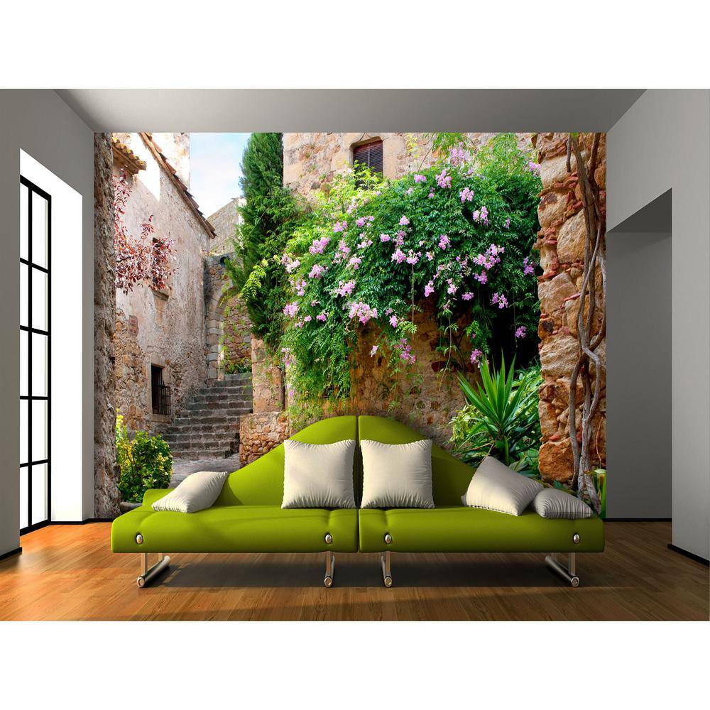 Dundee Deco Summer Garden Medieval Town in Spain Non-Woven Wall Mural