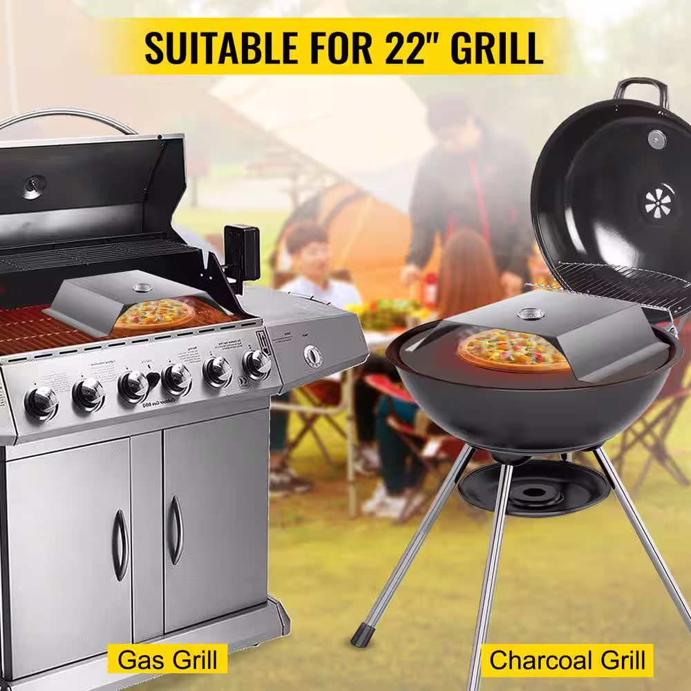 VEVOR Pizza Oven Kit with Pizza Chamber, 10 in. x 11.8 in. Pizza Peel, 13 in. Round Pizza Stone fit for 22 in. Charcoal Grill