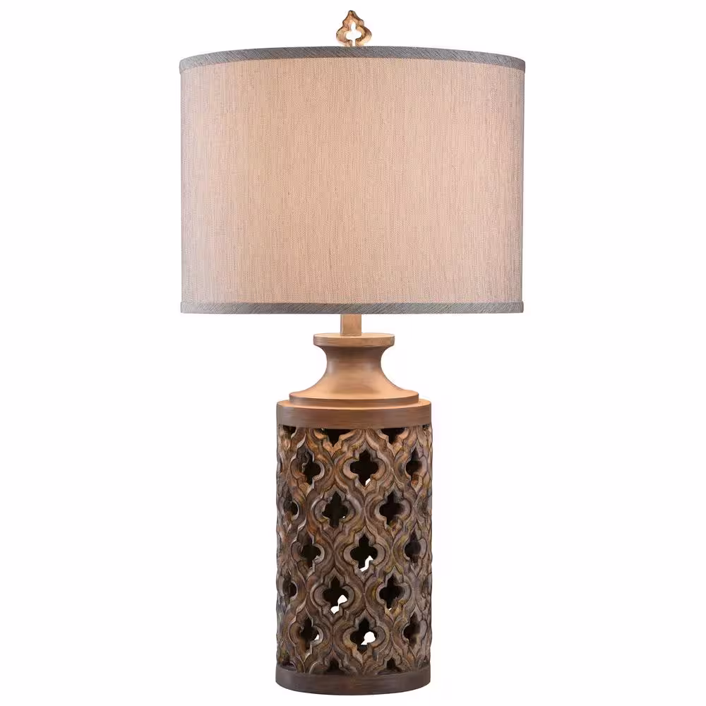 StyleCraft 34.5 in. Vincent Gray Table Lamp with Gray Hardback Fabric Shade