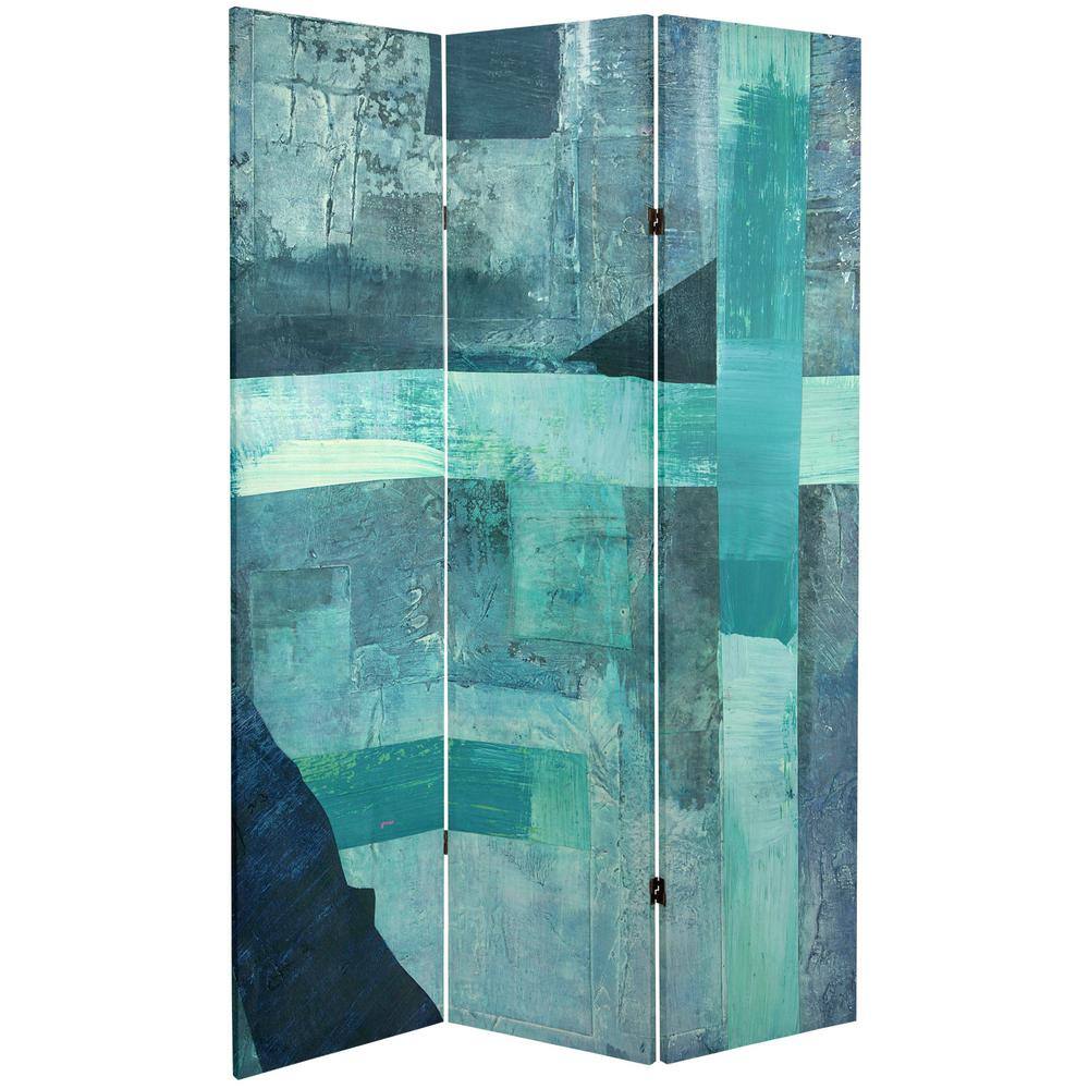 Oriental Furniture 6 ft. Indigo Shadow Printed 3-Panel Room Divider