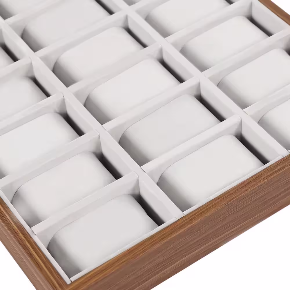 None 30 Slots Wooden Watch Display Tray Jewelry Box Organizer Storage