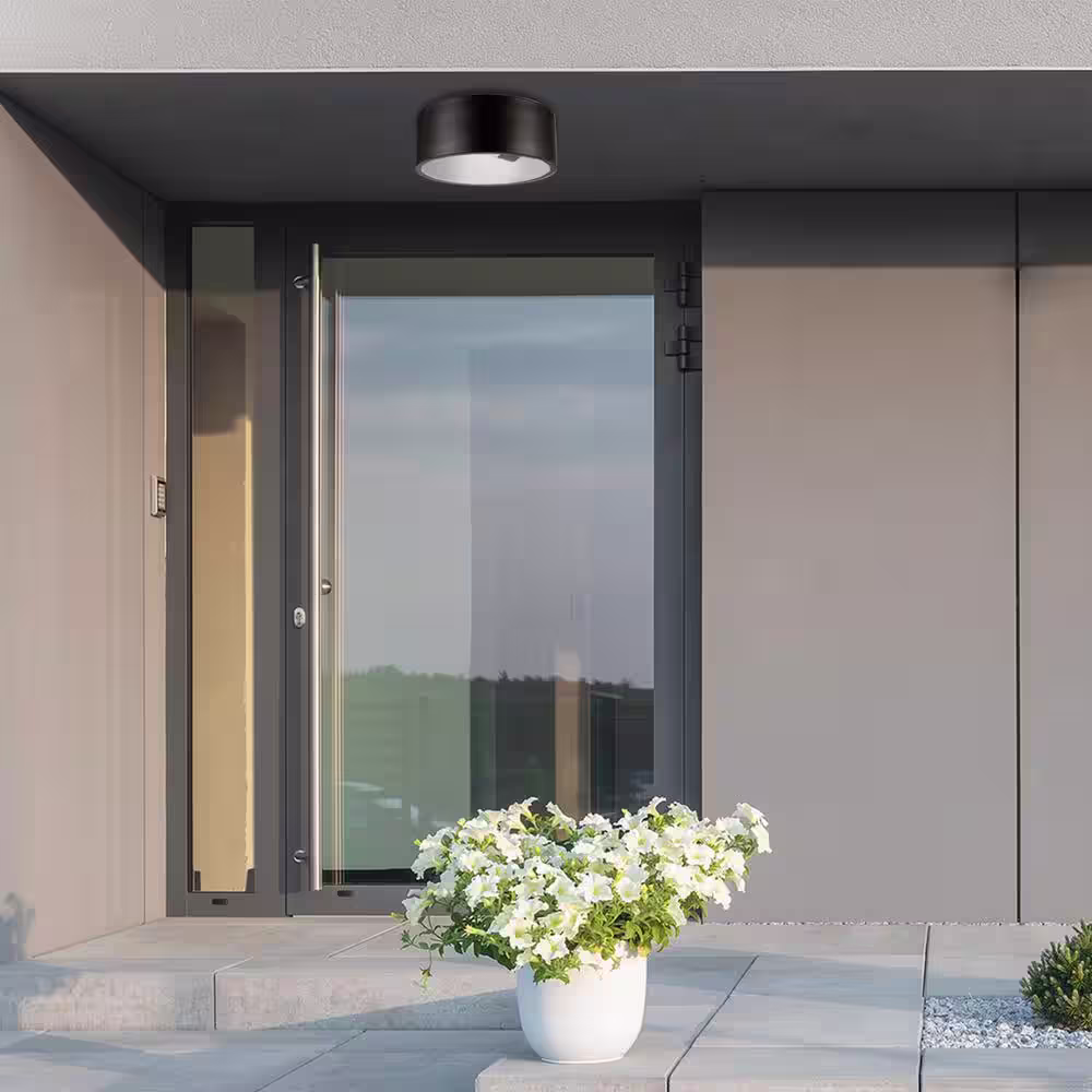 Globe Electric Teagan 1-Light Dark Bronze Outdoor Indoor Flush Mount Ceiling Light