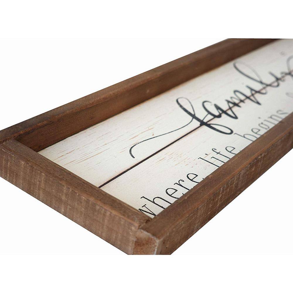 None Where Family Life Begins and Love Never Ends Wood Framed Wall Decorative Sign