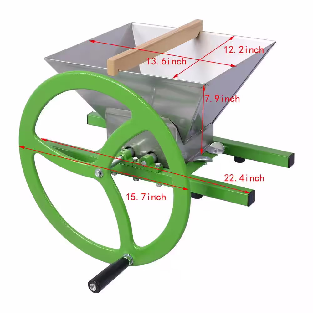 None 7L Manual Juicer Grinder, Portable Fruit crusher with wheel Stainless Steel fruit Scratter Pulper
