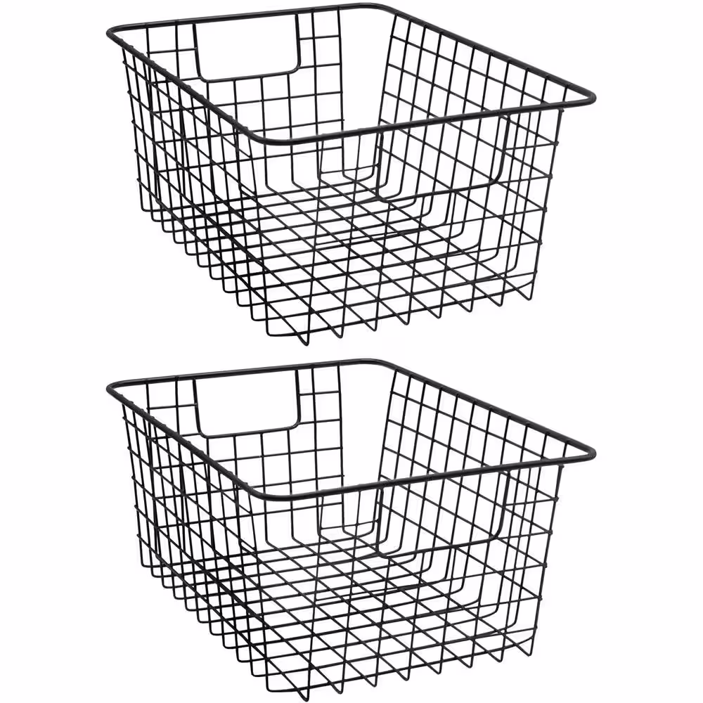 Sorbus 2-Pack Black Metal Wire Baskets Storage Bin Organizer