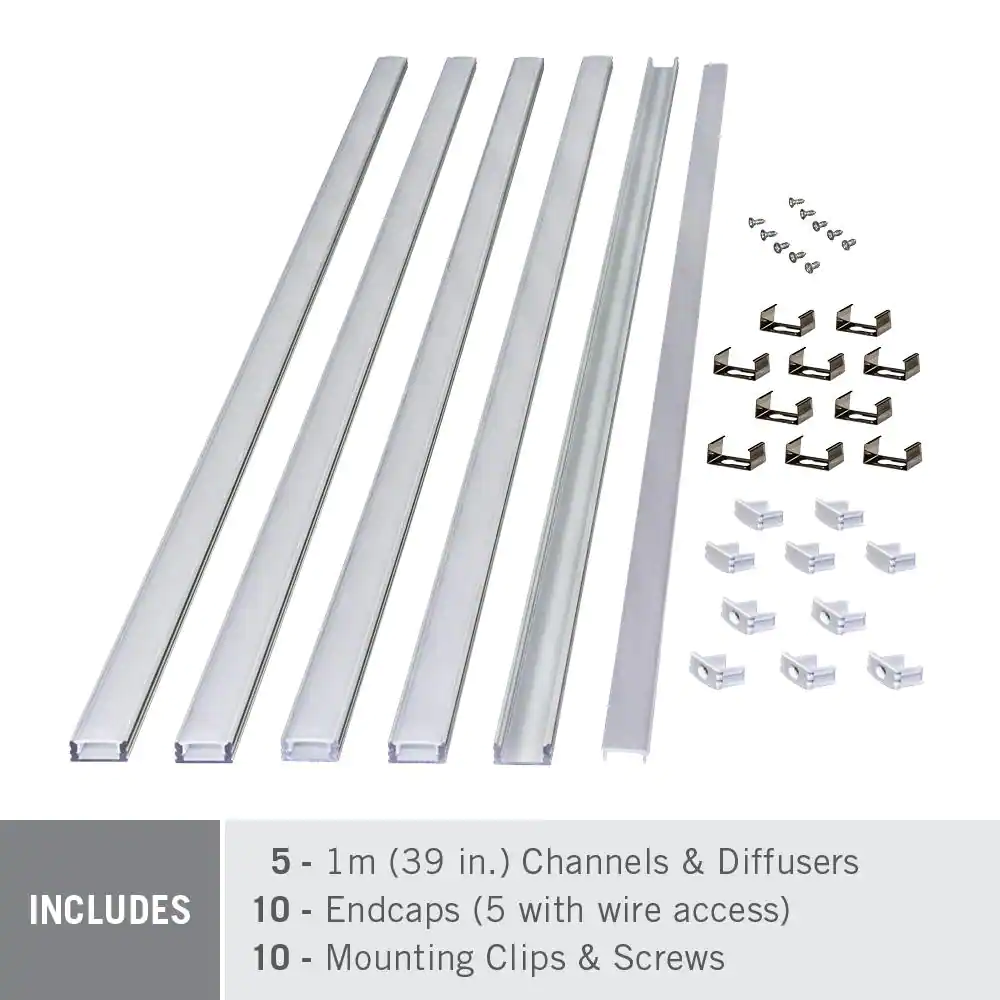 Armacost Lighting RibbonFlex Aluminum LED Tape Light Flat Channel and Diffuser System Mounting Hardware (5-Pack)