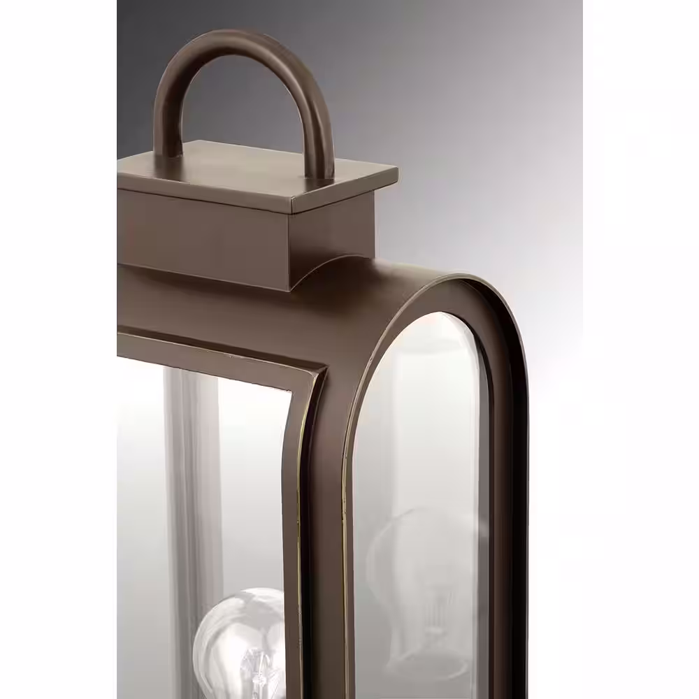 Progress Lighting Refuge Collection 1-Light Oil Rubbed Bronze Clear/Etched Umber Glass Farmhouse Outdoor Large Wall Lantern Light
