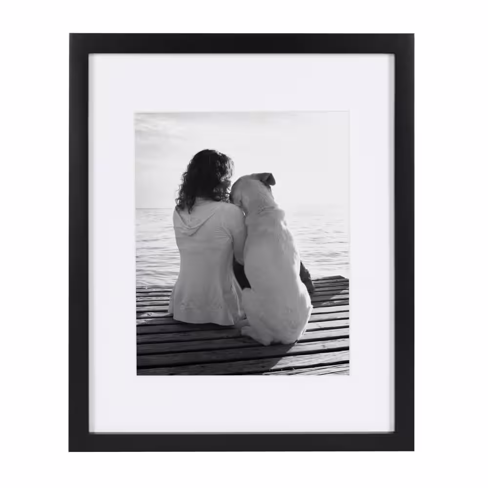 DesignOvation Gallery 11 in. x 14 in. Matted to 8 in. x 10 in. Black Picture Frame (Set of 4)