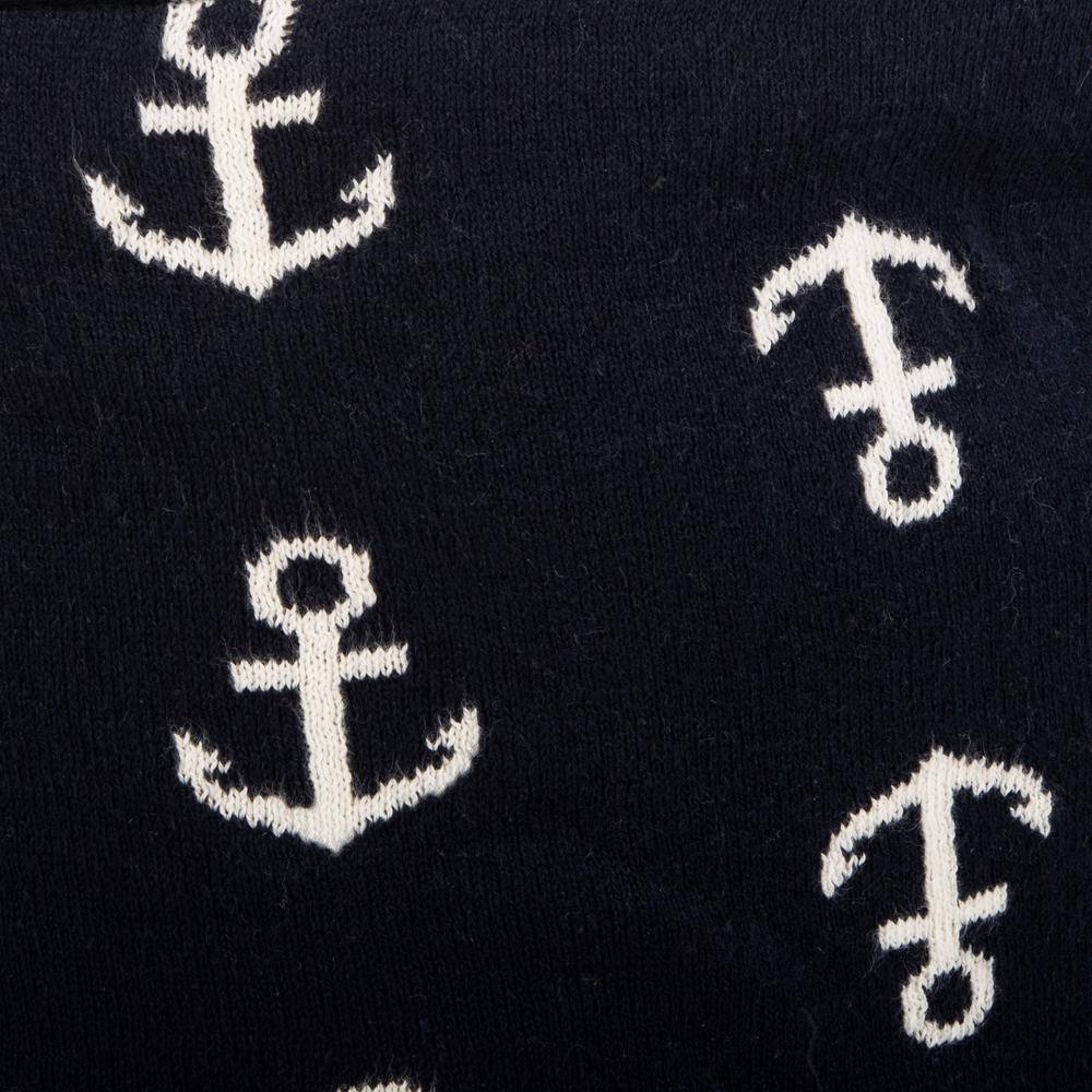 SAFAVIEH Anchor 13.5 in. W. x 14.5 in. H. Navy/White Storage Basket