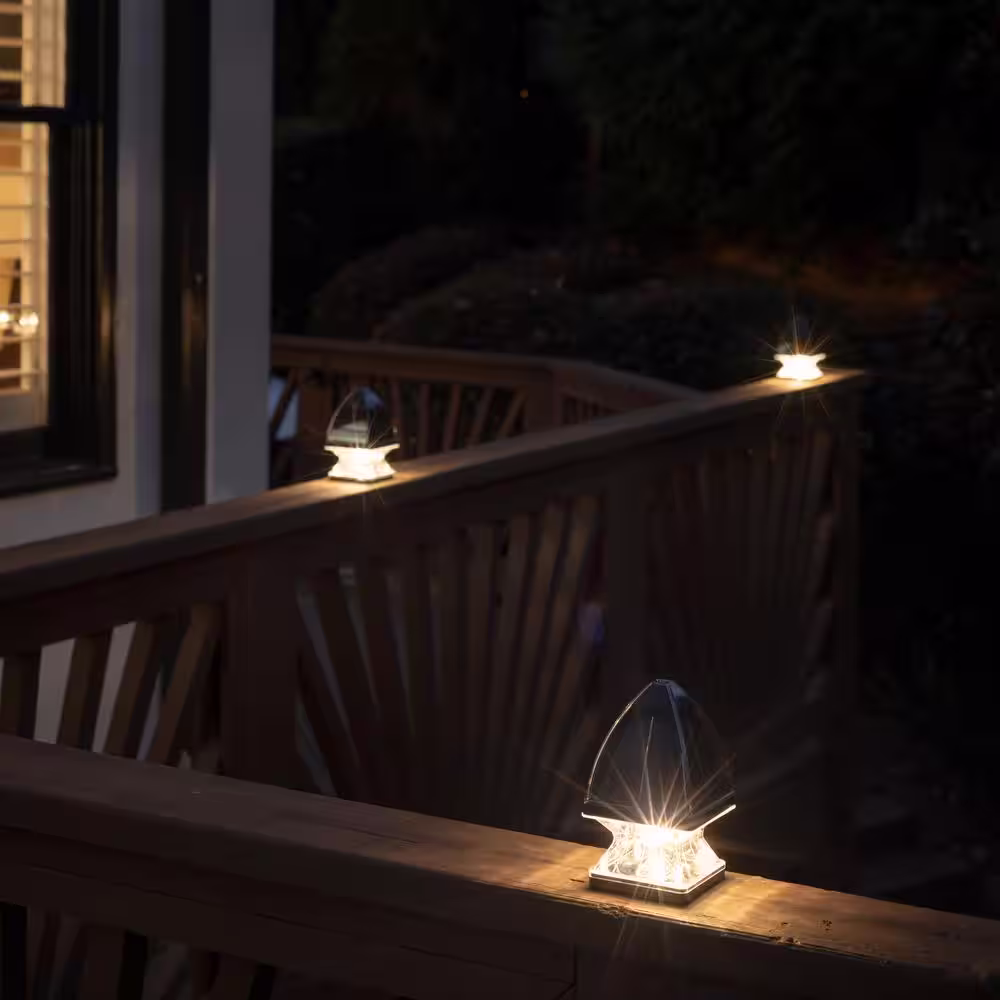 GAMA SONIC Gothic Solar Black LED 4x4 and 5x5 Deck Post Light with Bright White and Warm White LEDs (2-Pack)