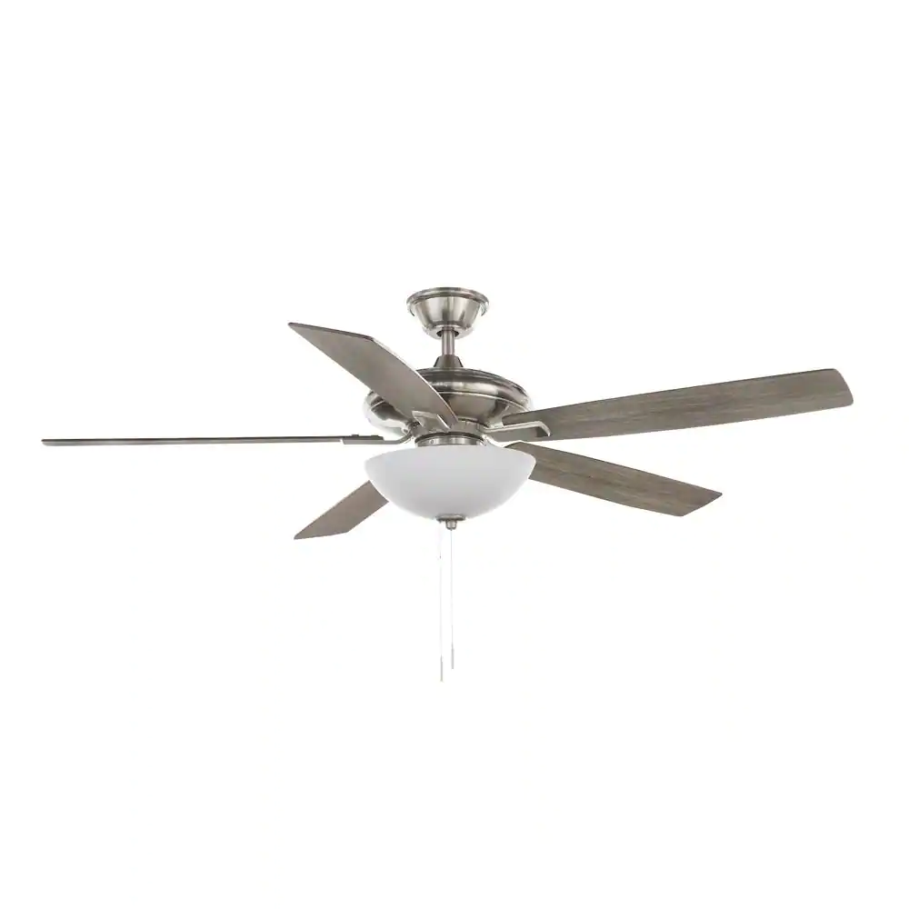 Hampton Bay Abbeywood 60 in. LED Brushed Nickel Ceiling Fan With Light Kit