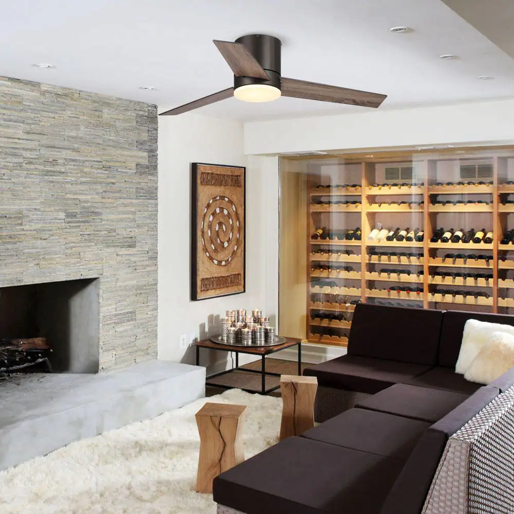 Flint Garden 48 in. Color Changing Integrated LED Indoor Low Profile Bronze Ceiling Fan with Light and Remote Control