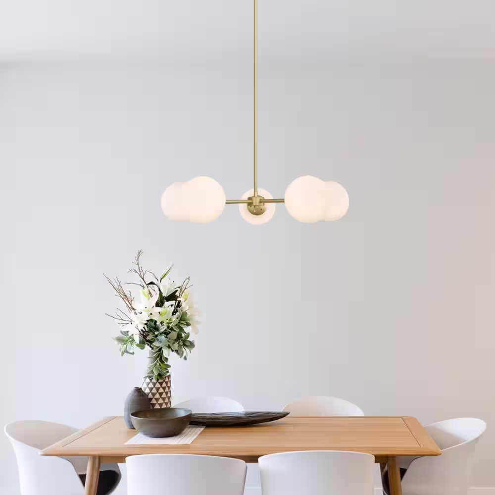Light Society Grammercy 5-Light Brass/White in Chandelier