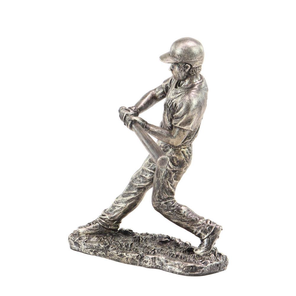 Litton Lane Silver Polystone Baseball Player Sculpture