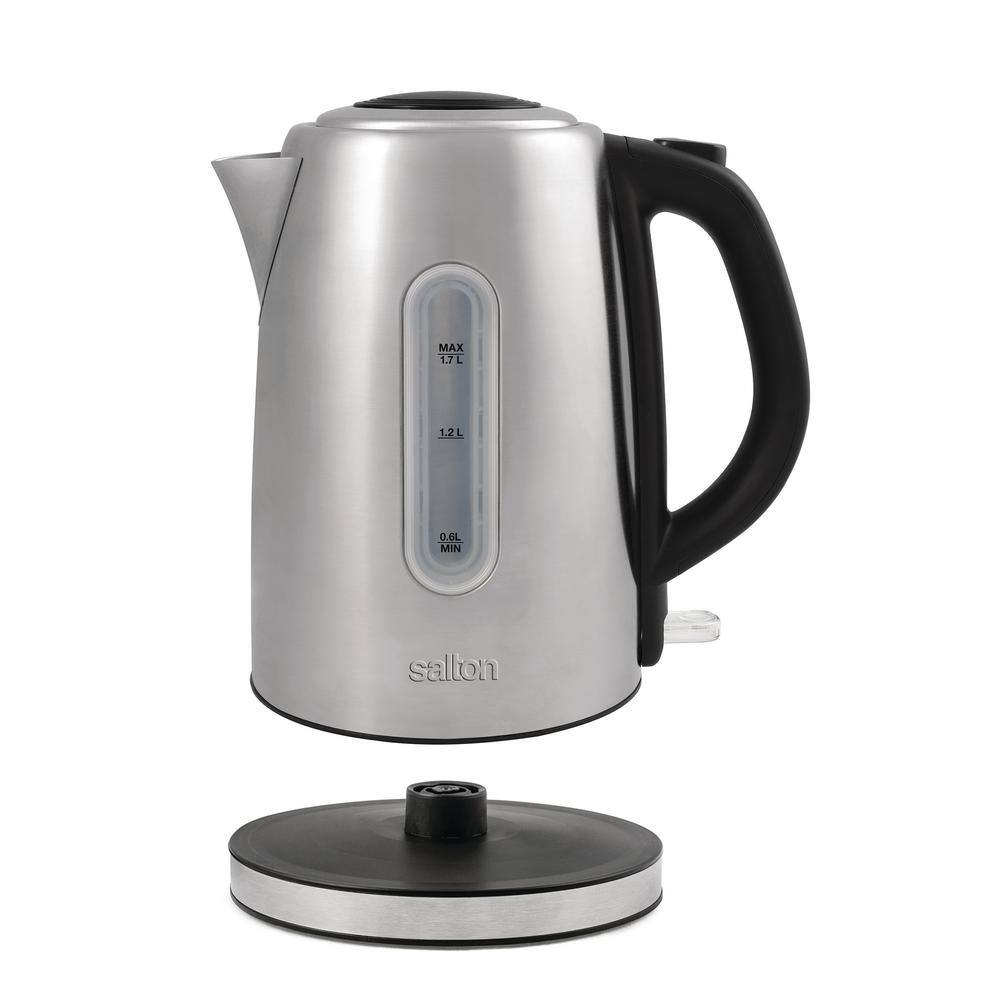 Salton 7-Cup Stainless Steel Cordless Electric Glass Kettle with Automatic Safety Shut Off