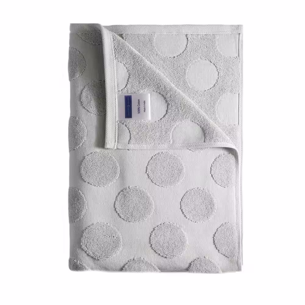 None Circles 6-Piece Light Grey Terry Texture Cotton Bath Towel Set